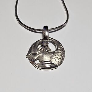 Sterling Silver Aquarius Zodiac Sign Pendant Necklace 17"